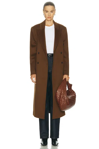 Loulou De Saison X Loro Piana Rosco Double Breasted Coat In Brown