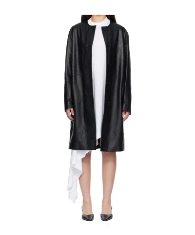 Loulou De Saison Yari Leather Coat In Black