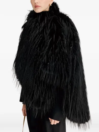 Loulou De Saison Zari Cape Aus Faux Fur In Black