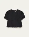 Loulou De Saison Zaro Fringe Short-sleeve Top In Multi