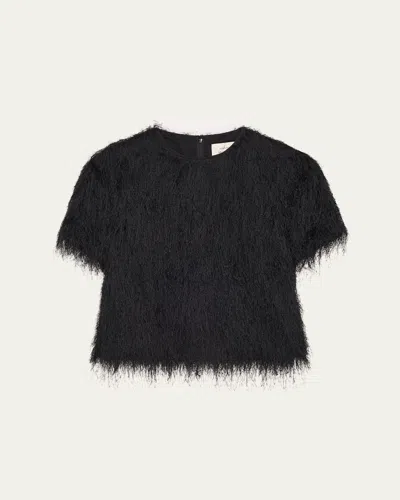 Loulou De Saison Zaro Fringe Short-sleeve Top In Multi