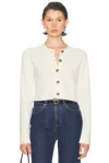 Loulou De Saison Off-white Zephir Cashmere Cropped Cardigan In White