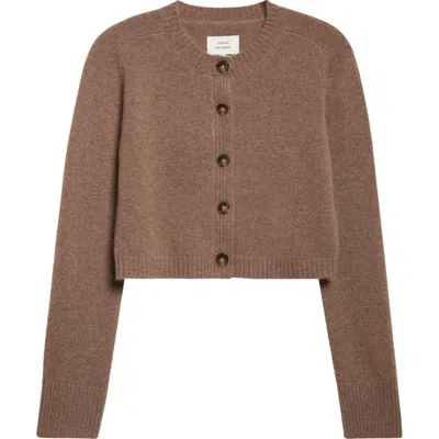 Loulou De Saison Zephir Crop Cashmere Cardigan In Brown