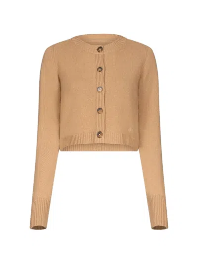 Loulou De Saison Zephir Cropped Cardigan In Brown
