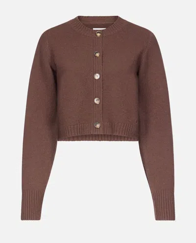 Loulou De Saison Zephir Lds Cropped Cardigan In Brown