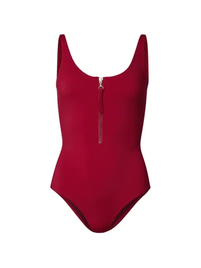 Loulou De Saison Zip-fastening Swimsuit In Red