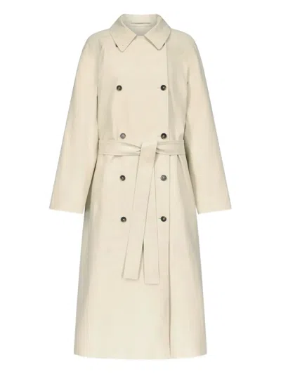 Loulou De Saison Zuru Double-breasted Belted Trench Coat In Neutral