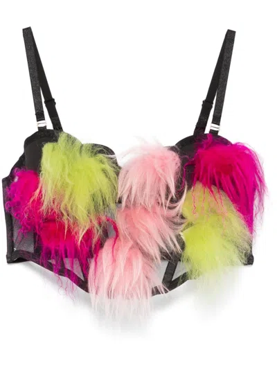 Loulou Studio Feather-detail Bustier Top In Black
