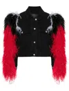 Loulou Studio Feather-detail Denim Jacket In Black