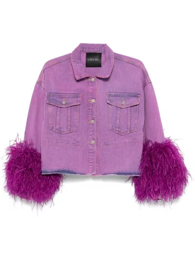 Loulou Feather-detail Jacket In Purple