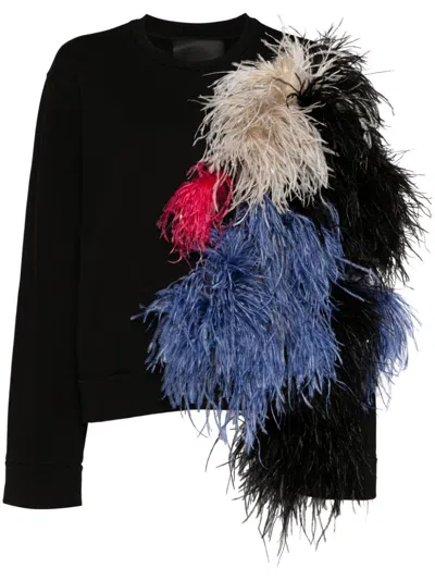Loulou Studio Feather-detail Sweatshirt In Black