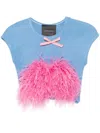 Loulou Studio Feather-detail T-shirt In Blue