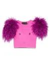 Loulou Studio Feather-detail T-shirt In Pink