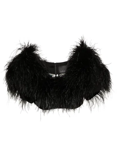 Loulou Studio Feather-detailing Top In Black