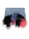 Loulou Studio Feather-trim Denim Mini Skirt In Blue