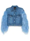 Loulou Studio Feather-trim Jacket In Blue