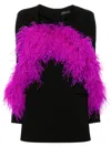 Loulou Studio Feather-trim Mini Dress In Black