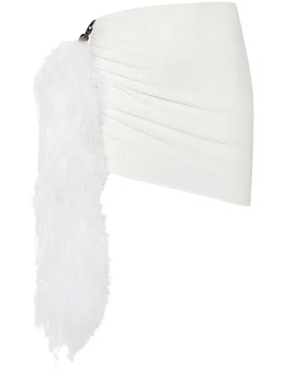 Loulou Studio Feather-trim Skirt In White
