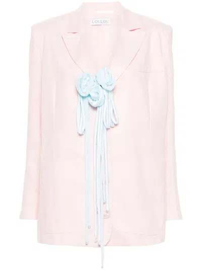 Loulou Studio Floral-appliqué Single-breasted Blazer In Pink
