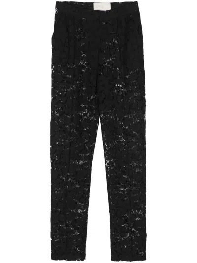 Loulou Studio Floral-lace Tapered Trousers In Black