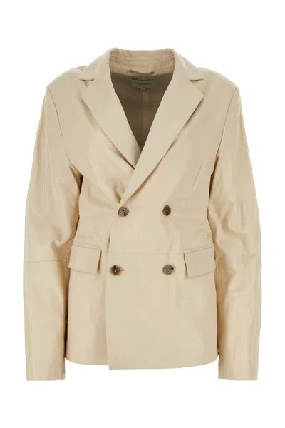 LOULOU STUDIO LOULOU IVORY LEATHER DAVAO BLAZER