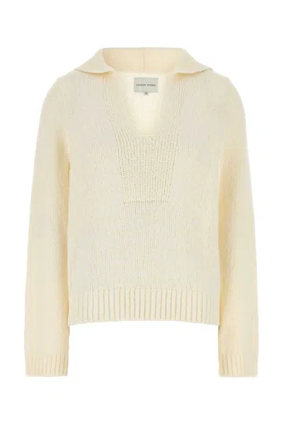 Loulou Studio Loulou Ivory Cotton Blend Bahia Sweater In White