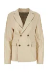 Loulou Studio Loulou Ivory Leather Davao Blazer