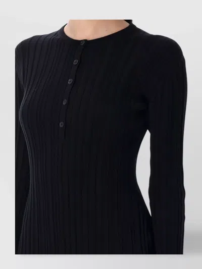 Loulou Studio Knit Long Dress Button Detail In Black