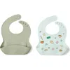 Loulou Lollipop Kids'  2-pack Silicone Bibs In Green