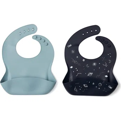 Loulou Lollipop Kids'  2-pack Silicone Bibs In Space/slate