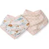 LOULOU LOLLIPOP LOULOU LOLLIPOP ASSORTED 2-PACK MUSLIN BANDANA BIBS