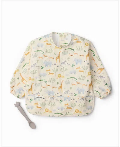 Loulou Lollipop Baby Long Sleeve Bib Spoon Set In Neutral