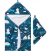 Loulou Lollipop Kids'  Hooded Towel & Washcloth Set In Blue