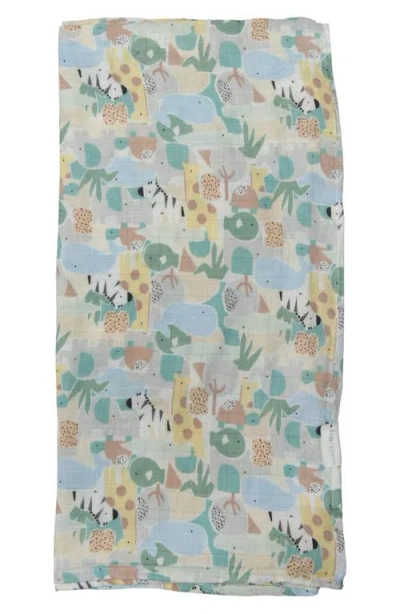 Loulou Lollipop Muslin Swaddle Blanket In Animal Puzzle