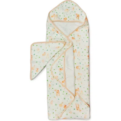 Loulou Lollipop Print Muslin Hooded Towel & Washcloth Set In Bunny Meadow