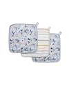 Loulou Lollipop Unisex Washcloths, 3 Piece Set In Ink Floral