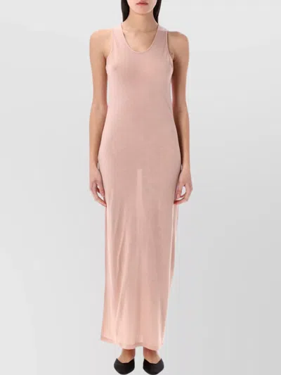 Loulou Studio Long Scoop Neck Slim Fit Dress In Pink