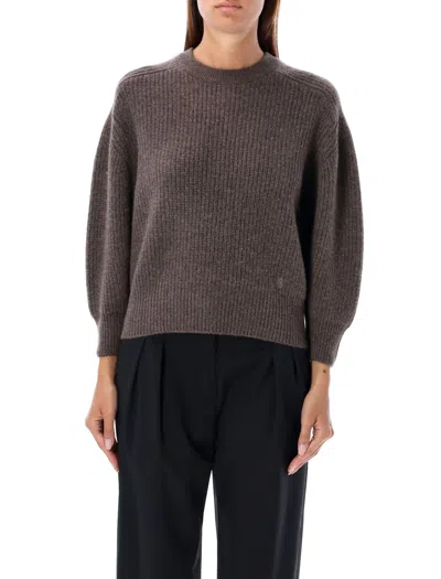 Loulou Studio Marcela Knit Crew Neck Long Sleeves In Choco