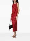 Loulou Studio Moun Sleeveless Draped Silk Midi Dress In Red