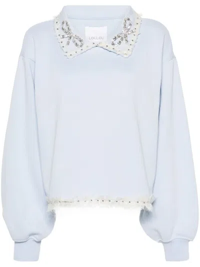 Loulou Studio Oversized-collar Cotton Sweatshirt In Blue