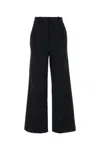 Loulou Studio Wide Leg Trousers In Cotton And Linen In Black