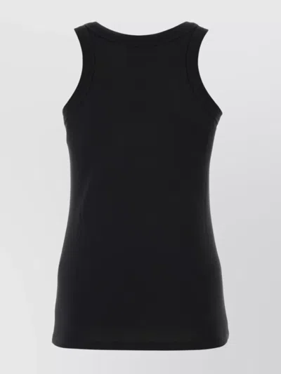 Loulou Ribbed Cotton Tank Top With Round Neck In Black