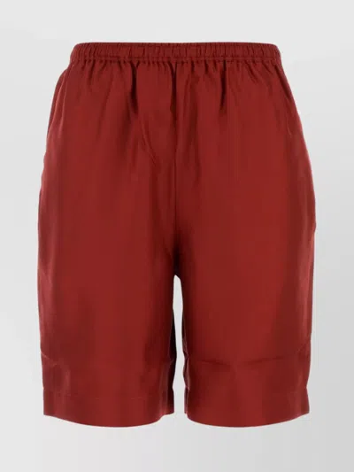Loulou Studio Silk Zinnia Knee-length Bermuda Shorts In Red