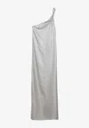 Loulou Studio Adela Midikleid Aus Seiden-twill Mit Asymmetrischer Schulterpartie In Metallic