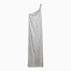 Loulou Studio Adela Midikleid Aus Seiden-twill Mit Asymmetrischer Schulterpartie In Metal