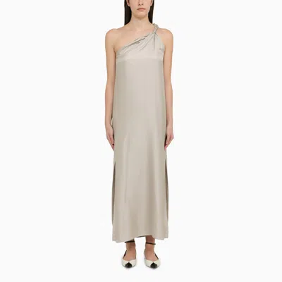 Loulou Studio Adela Asymmetric Silk Midi Dress In Silver