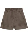 Loulou Studio Adonia Elastic Waistband Shorts In Brown