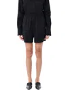 Loulou Studio Relaxed Fit Black Shorts With Elasticated Waistband In Black