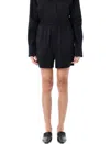 Loulou Studio Relaxed Fit Black Shorts With Elasticated Waistband