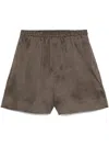 Loulou Studio Adonia Elastic Waistband Shorts In Brown